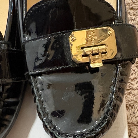 Cole Haan Black Patent Leather Loafers with Gold Accent - Picture 3 of 6